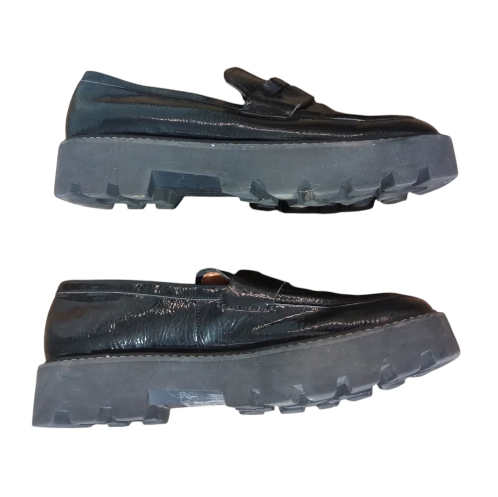 Franco Sarto Women's Shoe Loafer Balin Lug Sole Chunky Black Crinkle Size 8.5‎